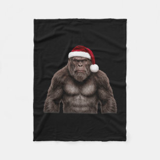 Couverture Polaire Cute bigfoot portant le chapeau de santa noël sasq