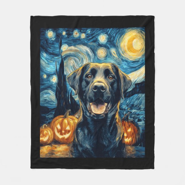 Couverture Polaire Cute Black Labrador Dog Halloween Jack O Lantern P (Devant)