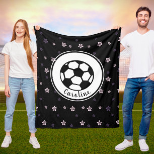 Couverture Polaire Cute Black Soccer Stars Motif Girl Personnalisée
