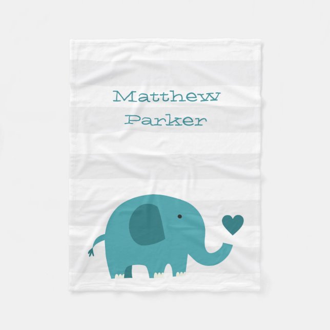 Couverture Polaire Cute Blanche Toison Éléphant (Devant)