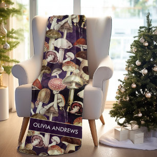 Couverture Polaire Cute bleu champignons motif de jardin