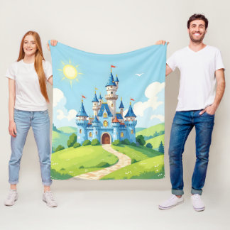 Couverture Polaire Cute blue and white castle