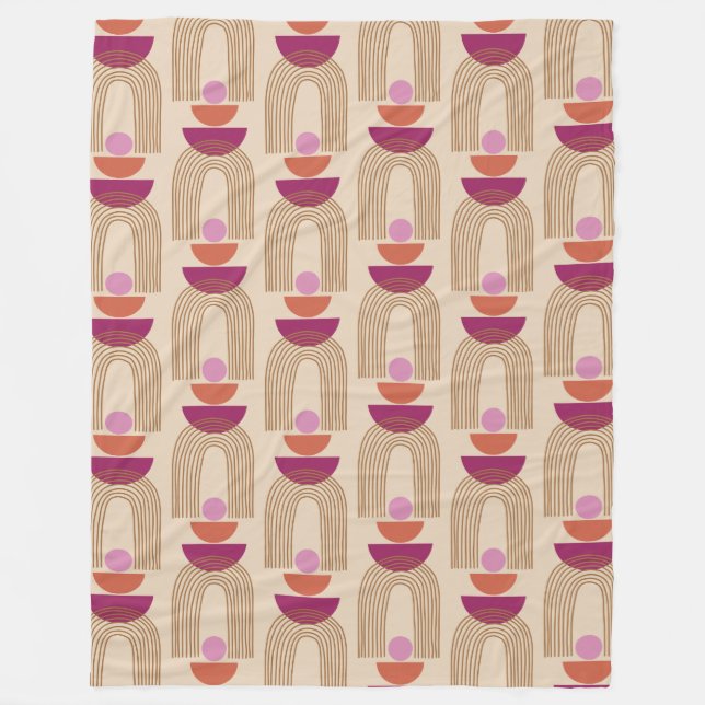 Couverture Polaire Cute Boho Arch Line Formes en Fuchsia et or (Devant)
