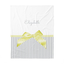 Cute Bow Jaune avec Gris Fille et Nom