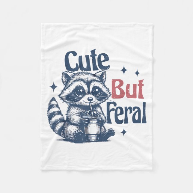 Couverture Polaire Cute But Feral Raccoon Drinking Boba Toddler Vinta (Devant)