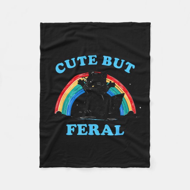 Couverture Polaire Cute But Feral Raccoon With Rainbow Funny Raccoon  (Devant)