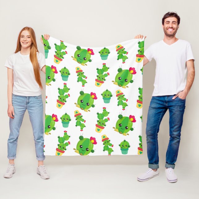 Couverture Polaire Cute Cactus, Green Cactus, Motif Cactus (En situation)