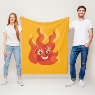 Couverture Polaire Cute camp feu flamme dessin animé enfants