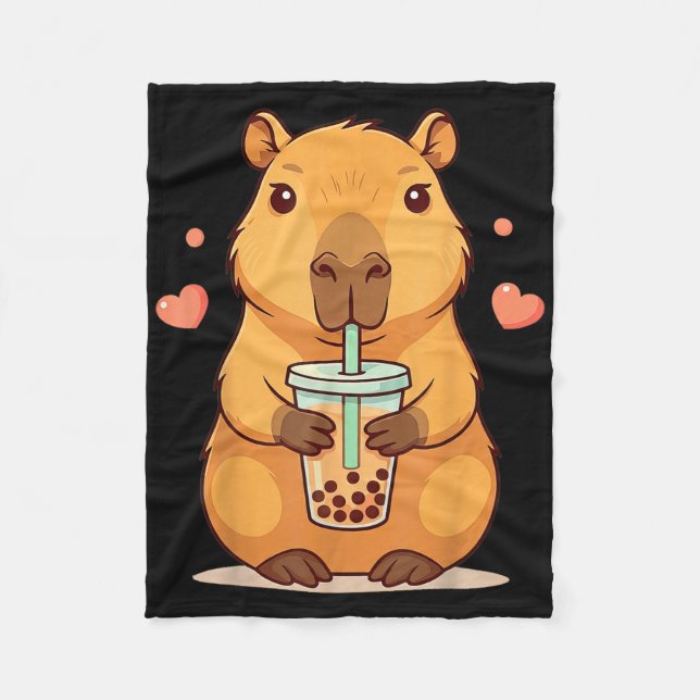 Couverture Polaire Cute Capybara Boba Tea Bubble Rodent Femmes Ado Gi (Devant)