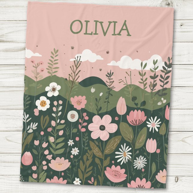 Couverture Polaire Cute caricature Fleur sauvage Floral Personnalisé (Créateur téléchargé)