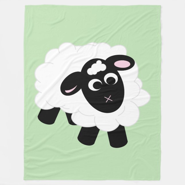 Couverture Polaire Cute cartonnerie Mouton Vert Fleece Blanche (Devant)
