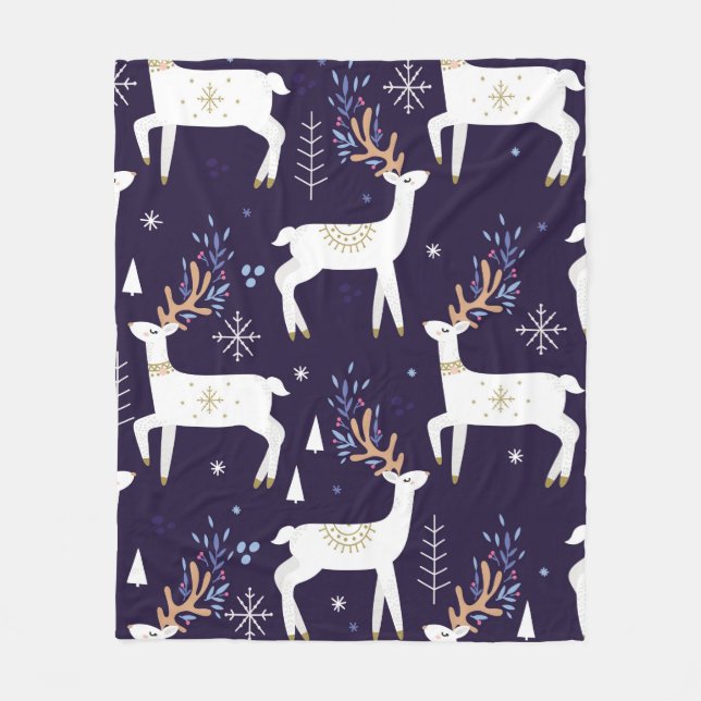 Couverture Polaire Cute cartoon deer seamless pattern, nursery backgr (Devant)