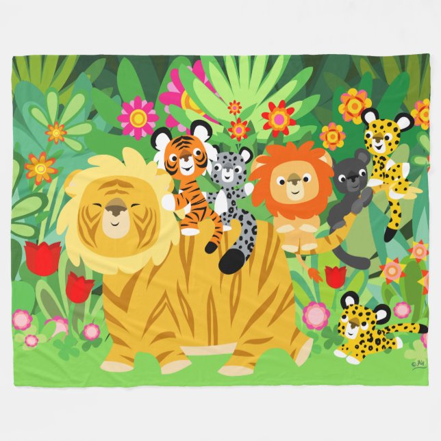 Couverture Polaire Cute Cartoon Liger et amis Fleece Blanket (Devant (Horizontal))