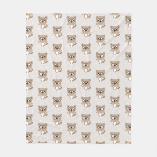 Couverture Polaire Cute Cartoon Raccoons Winter Pattern (Devant)