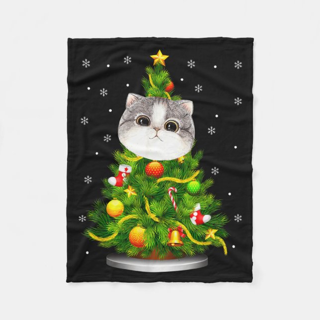 Couverture Polaire Cute Cat Christmas Tree Holiday Cat Lovers Xmas Wo (Devant)