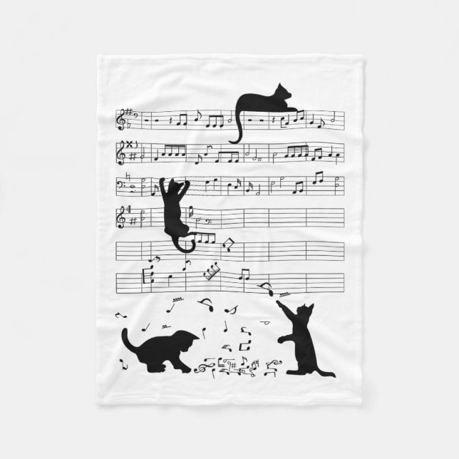 Couverture Polaire Cute Cat Kitty Playing Music Note Clef (Devant)