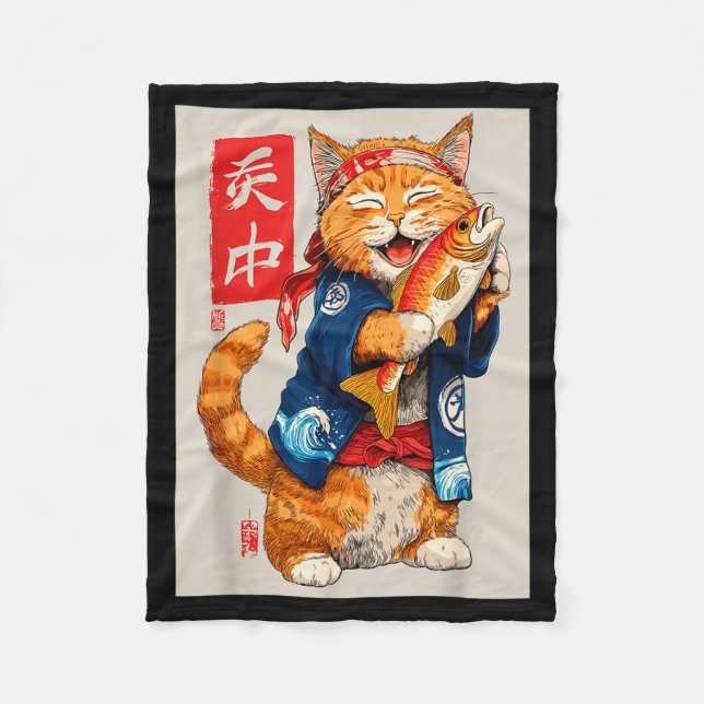 Couverture Polaire Cute Cat Sushi Japanese Food Anime Graphic Tees Me (Devant)