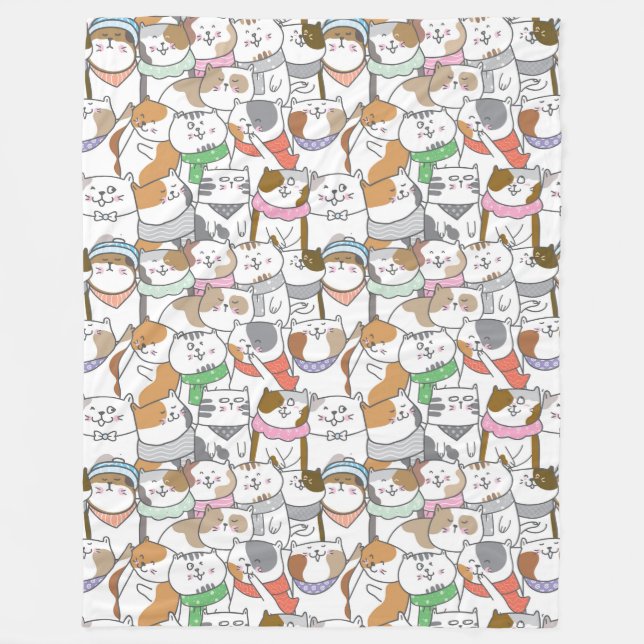 Couverture Polaire Cute Cats Blanche polaire (Devant)