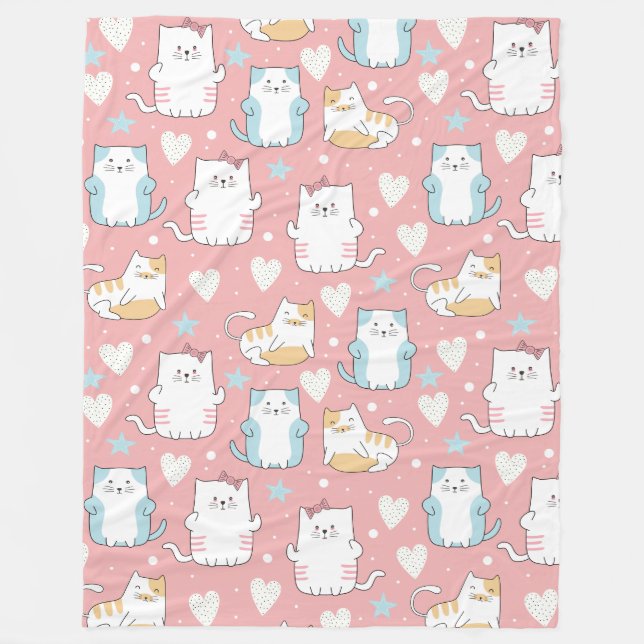 Couverture Polaire Cute Cats Blanche polaire (Devant)