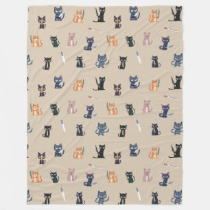 Couverture Polaire Cute Cats & Couteaux Blanche polaire
