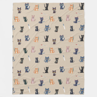 Couverture Polaire Cute Cats & Couteaux Blanche polaire