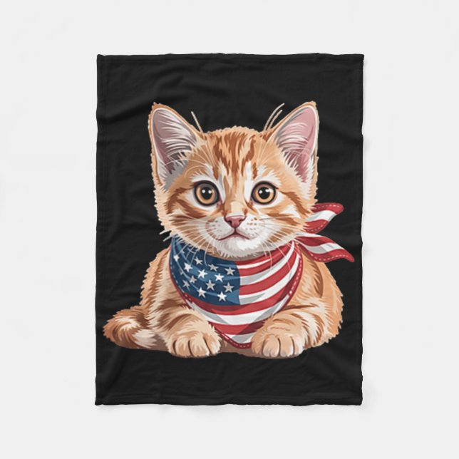 Couverture Polaire Cute Chat été Drapeau nous commémorer jour (Devant)