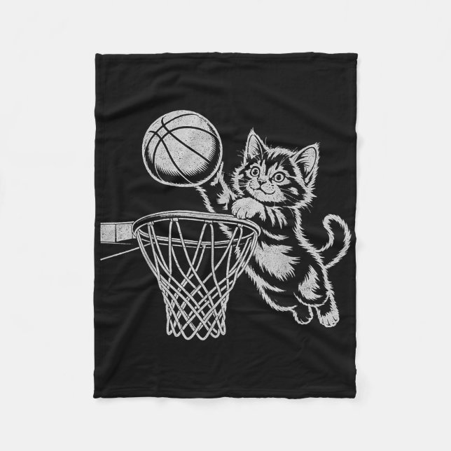 Couverture Polaire Cute Chat Jouer Basket Hommes Femmes Enfants C Drô (Devant)