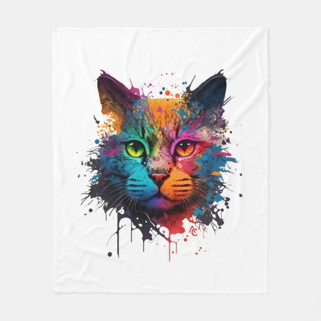 Couverture Polaire Cute Chat Neon Enk Splash (Devant)
