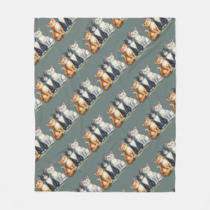 Couverture Polaire Cute Chats Chatons Chatons Happy Grey Vert