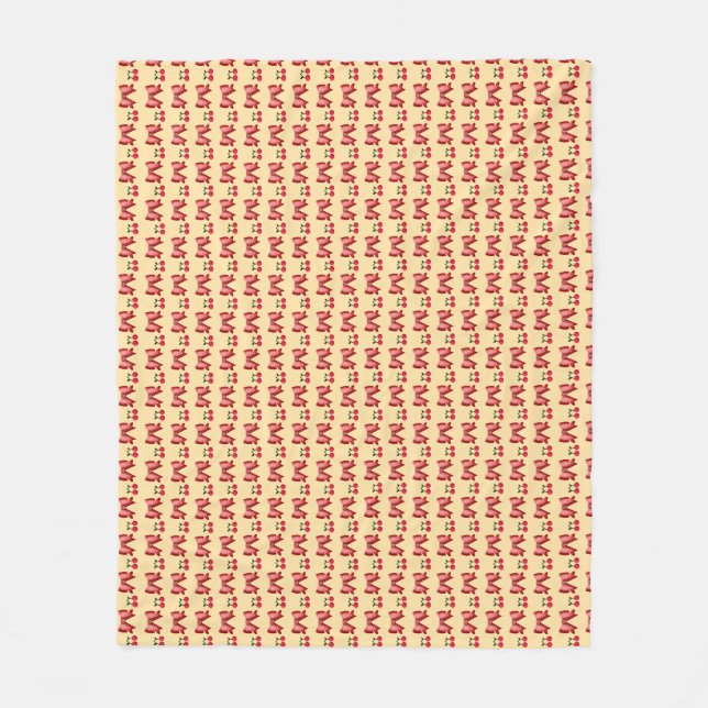 Couverture Polaire Cute Cherry Bow Seamless Pattern Pink Aesthetic Ka (Devant)