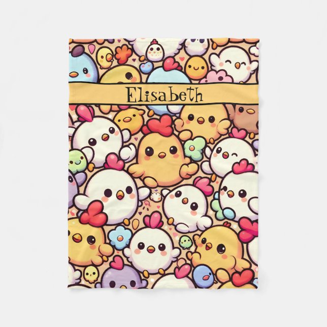 Couverture Polaire Cute Chibi Motif de poulet Conception personnalisé (Devant)