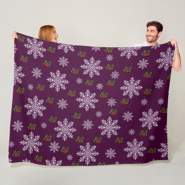 Couverture Polaire Cute Chic Modern Snowflakes Motif de Noël (En situation)