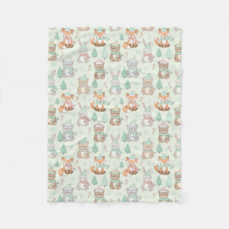 Couverture Polaire Cute Christmas Animals Seamless Pattern