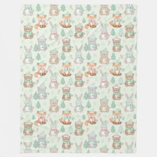 Couverture Polaire Cute Christmas Animals Seamless Pattern