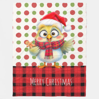 Couverture Polaire Cute Christmas Cartoon chick. customizable