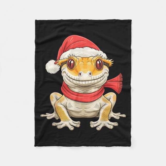 Couverture Polaire Cute Christmas Crested Gecko Santa  (Devant)