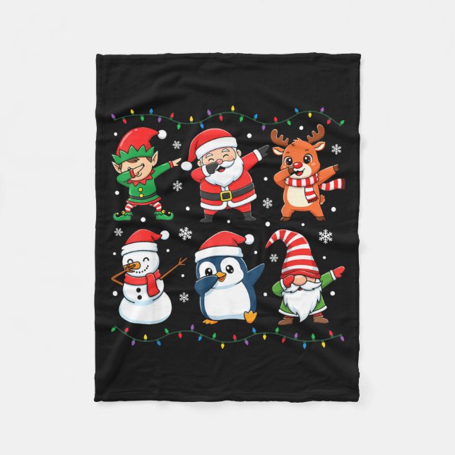 Couverture Polaire Cute Christmas Dabbing Santa Elf Reindeer Boys Gir (Devant)