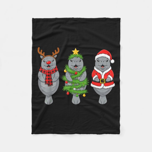 Couverture Polaire Cute Christmas Manatee Shirt, Holiday Manatee Sant (Devant)
