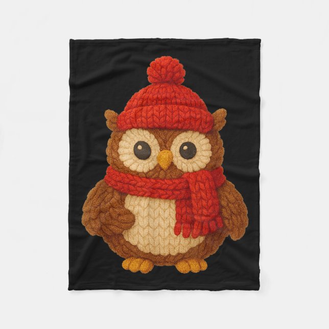 Couverture Polaire Cute Christmas Owl Winter Snow  (Devant)