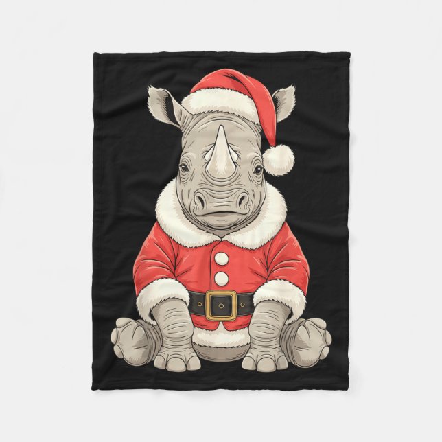 Couverture Polaire Cute Christmas Rhino Santa Safari Animal  (Devant)