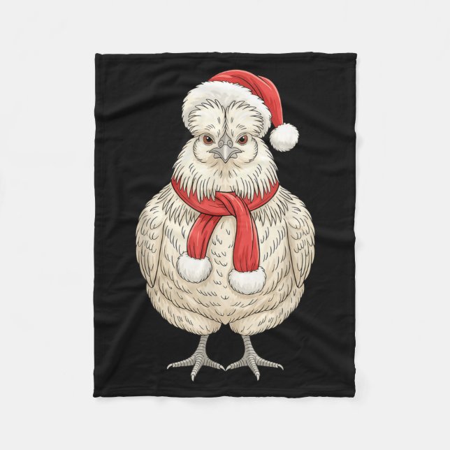 Couverture Polaire Cute Christmas Silkie Chicken Santa Farm Animal  (Devant)
