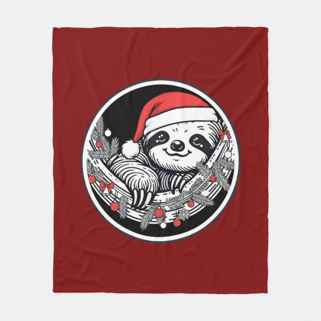 Couverture Polaire Cute Christmas Sloth Blanket (Devant)
