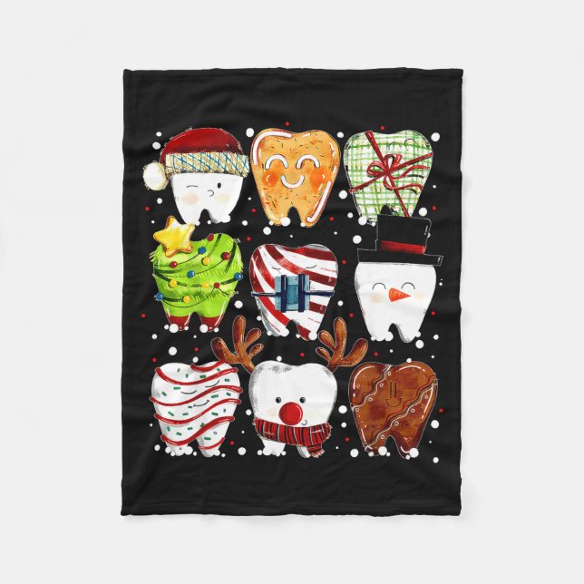 Couverture Polaire Cute Christmas Teeth Funny Christmas Dentist Denta (Devant)