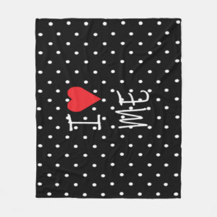 Couverture Polaire Cute Classy Noir Blanc Polka Dot Rouge Coeur Amour