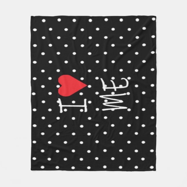 Couverture Polaire Cute Classy Noir Blanc Polka Dot Rouge Coeur Amour (Devant)