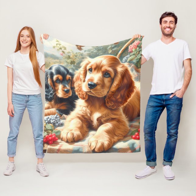 Couverture Polaire Cute Cocker Peinture Espagnole (En situation)