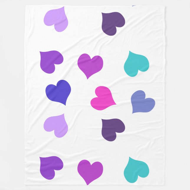 Couverture Polaire Cute colourful hearts (Devant)