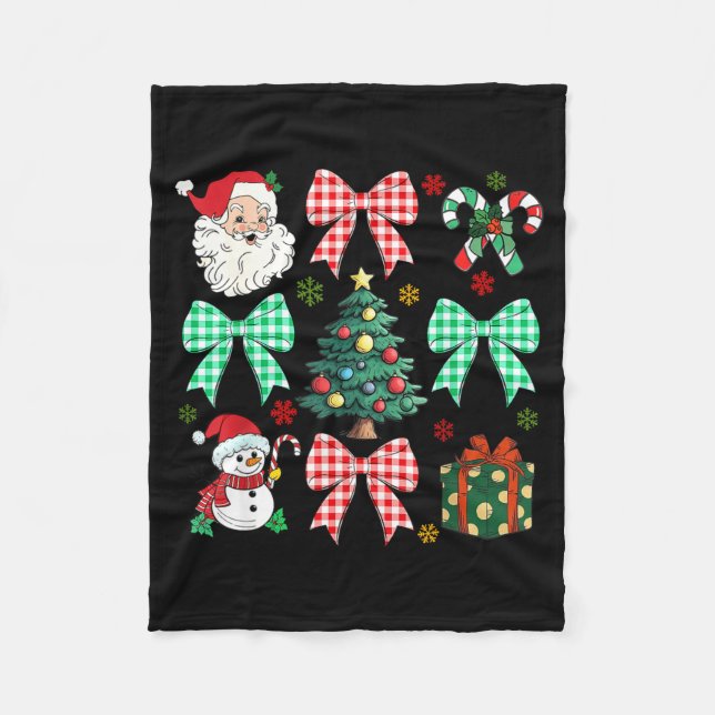 Couverture Polaire Cute Coquette Bow Christmas Tree Santa Gingerbread (Devant)