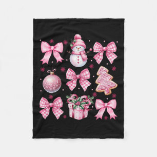 Couverture Polaire Cute Coquette Noël Pink Bows Père Noël Gingerbrea