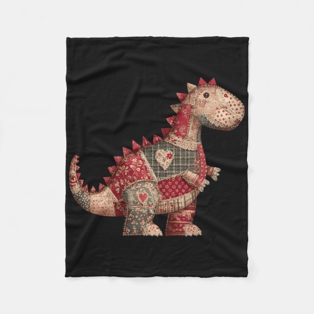 Couverture Polaire Cute Country Dinosaur Patchwork Hearts Valentine  (Devant)